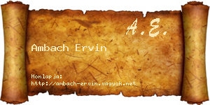 Ambach Ervin névjegykártya